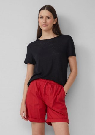 s.Oliver Jersey-T-Shirt aus Leinen - schwarz