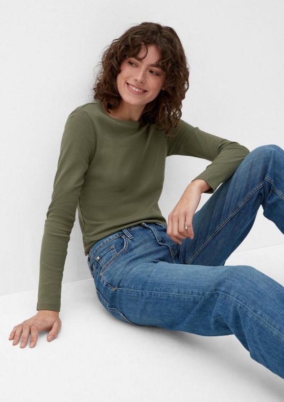 s.Oliver Longsleeve mit Rippstruktur - olivgrün
