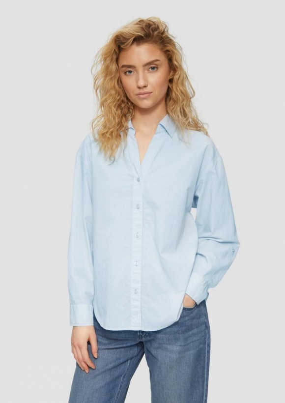 s.Oliver Leichte Hemdbluse im Relaxed Fit mit Turn-up - hellblau