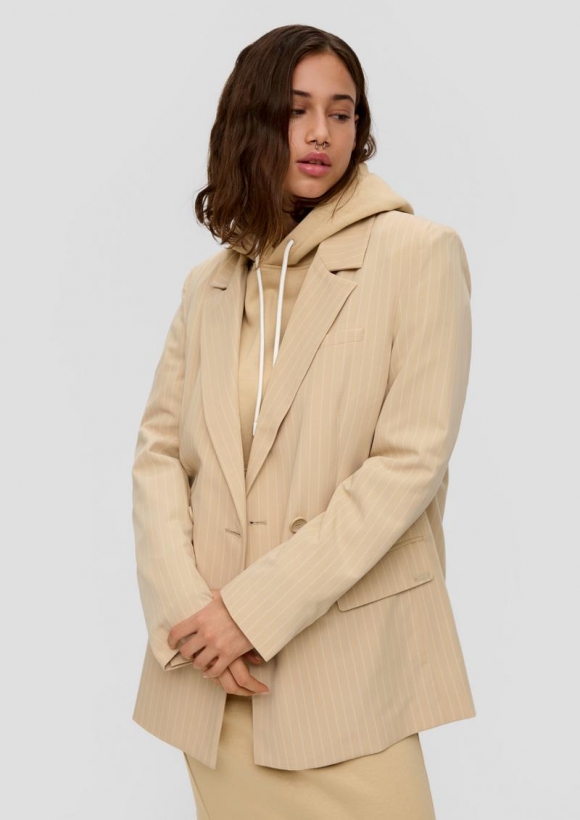 s.Oliver Oversized Blazer mit Nadelstreifen - beige