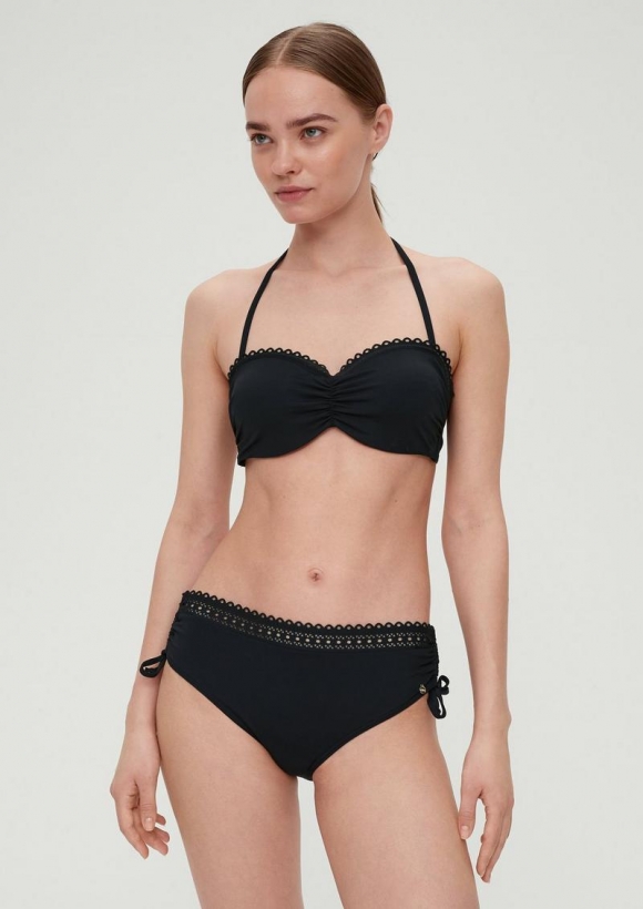 s.Oliver Bikini-Top Bandeau mit Raffung - schwarz
