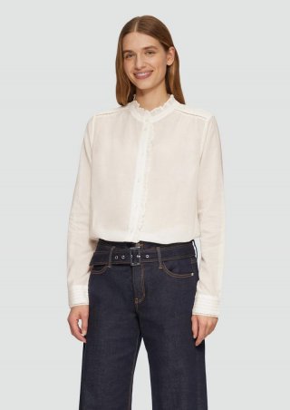 s.Oliver Leicht transparente Bluse mit Rüschen-Details - ecru