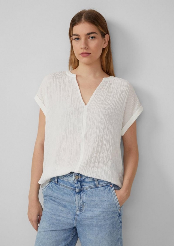 s.Oliver Strukturierte Bluse aus Viskosemix - ecru