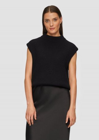 s.Oliver Oversized-Strickpullunder mit Ajour-Detail - schwarz