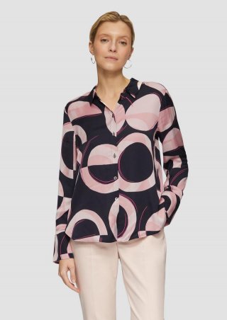 s.Oliver Satinierte Longbluse mit Falten-Details - navy