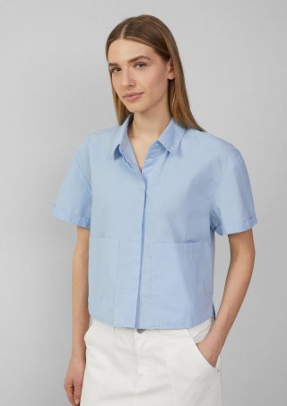 s.Oliver Verkürzte Hemdbluse im Relaxed Fit mit aufgesetzten Taschen - hellblau