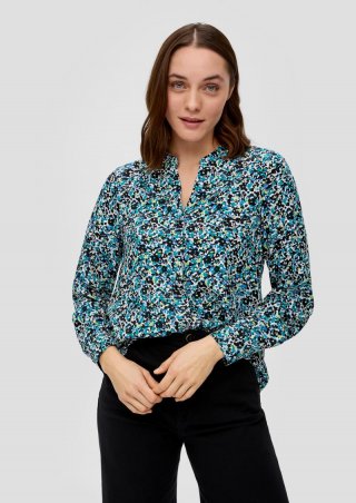 s.Oliver Viskosebluse mit Tunika-Ausschnitt - blau