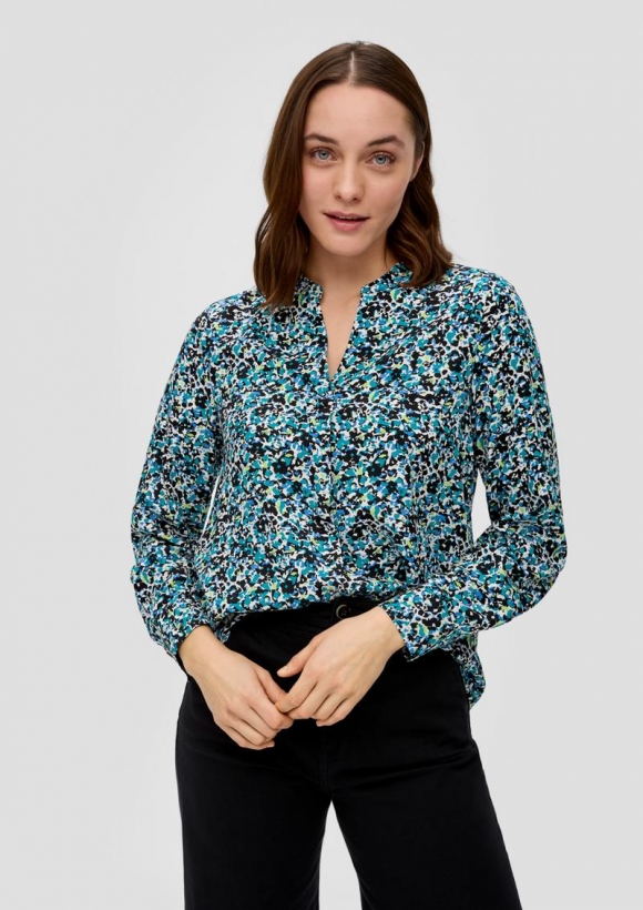 s.Oliver Viskosebluse mit Tunika-Ausschnitt - blau