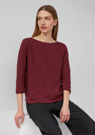 s.Oliver Shirt mit Flammgarnstruktur und 3/4-Ärmeln - bordeaux