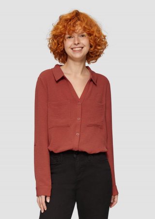 s.Oliver Crêpe-Bluse mit Brusttaschen - rot