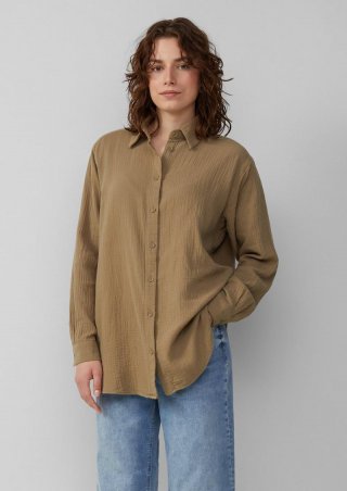 s.Oliver Hemdbluse aus Musselin im Oversize-Schnitt - olivgrün