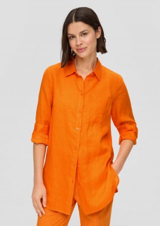 s.Oliver Lange Hemdbluse aus Leinen - orange