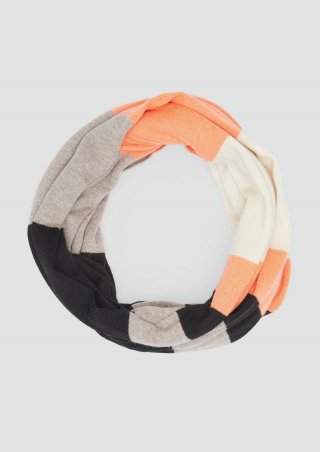 s.Oliver Gestreifter Loop-Schal aus Wollmix - orange