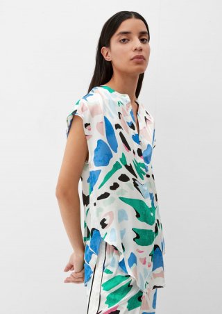 s.Oliver Satinbluse mit Allover-Muster - ecru