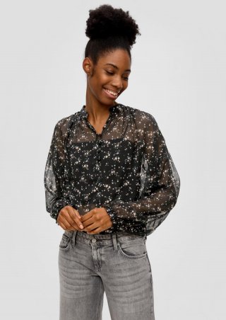 s.Oliver Chiffon-Bluse mit Knöpfen - schwarz