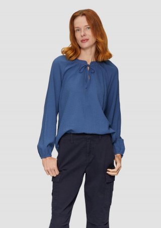 s.Oliver Strukturierte Bluse mit Raffdetails - blau