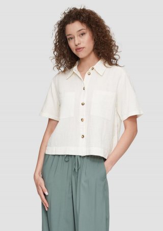 s.Oliver Oversized-Hemdbluse aus Musselin - creme