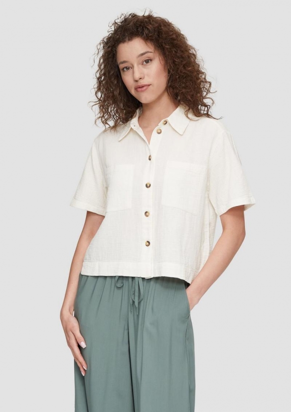 s.Oliver Oversized-Hemdbluse aus Musselin - creme