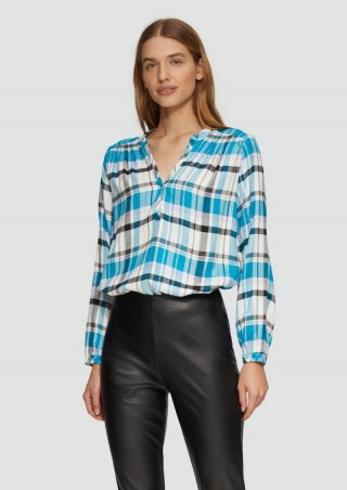 s.Oliver Softe Langarmbluse mit Smok-Details - azurblau