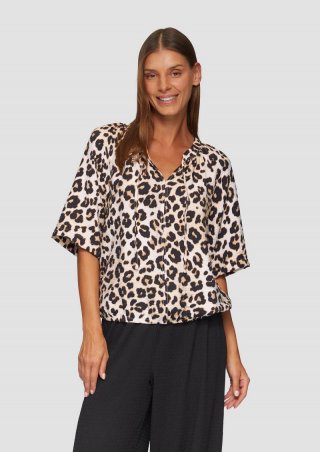 s.Oliver Strukturierte Bluse im O-Shape mit Raffdetails - creme