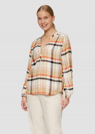 s.Oliver Softe Langarmbluse mit Smok-Details - orange