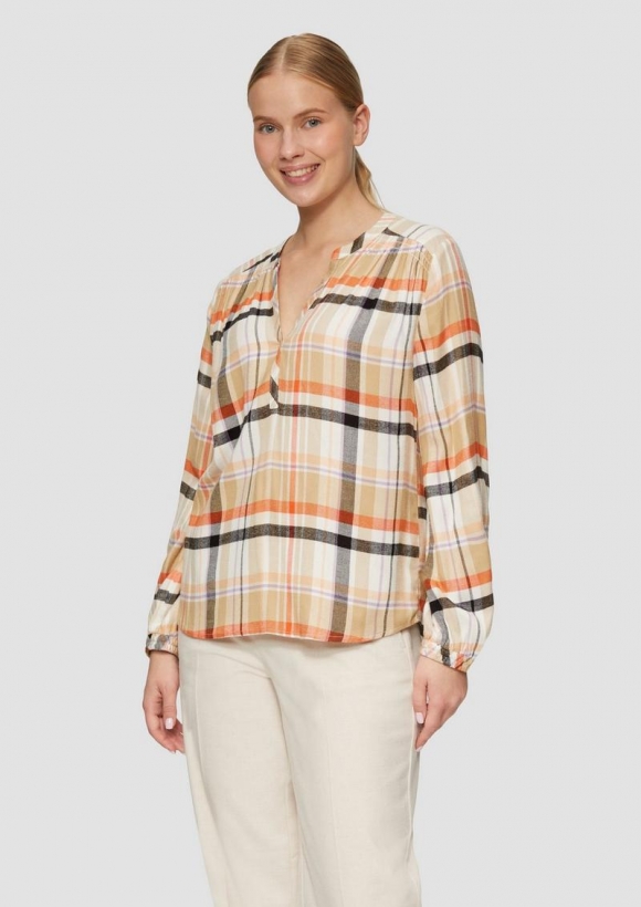 s.Oliver Softe Langarmbluse mit Smok-Details - orange