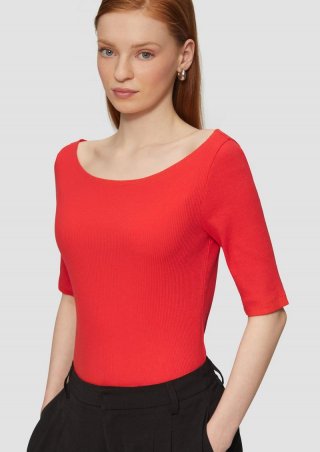 s.Oliver Schmales Rippshirt mit U-Boot Ausschnitt - rot