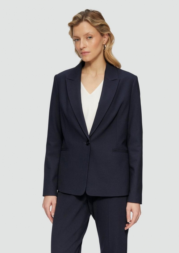 s.Oliver Taillierter Blazer mit Waffelpiqué-Struktur - navy