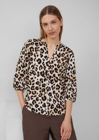 s.Oliver Viskose-Bluse mit Leo-Muster - ecru