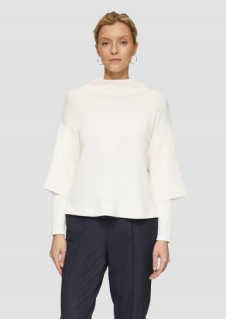 s.Oliver Loose Sweatshirt aus Scuba mit überschnittenen Schultern - ecru