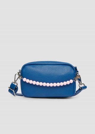 s.Oliver Handliche Camera-Bag mit abnehmbarem Perlen-Henkel und Reißverschlussfach - royalblau
