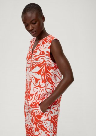 s.Oliver Viskosebluse mit Raffung - dunkelorange