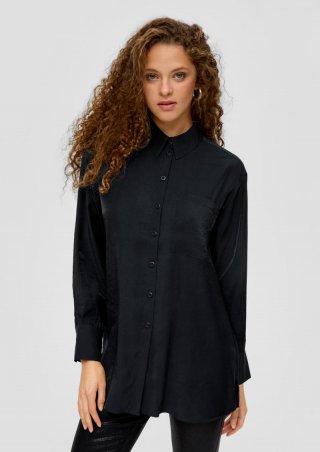 s.Oliver Schimmernde Hemdbluse aus Viskosemix - schwarz