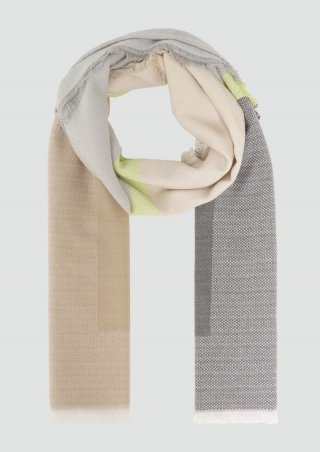 s.Oliver Jacquard-Tuch mit Love-Schriftzug - grau meliert