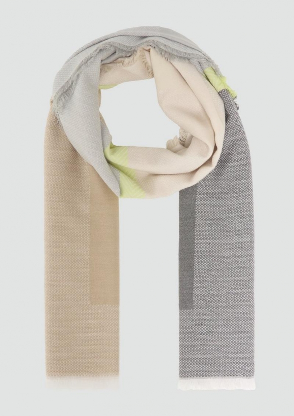s.Oliver Jacquard-Tuch mit Love-Schriftzug - grau meliert