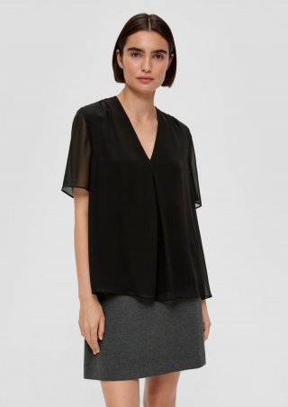 s.Oliver Bluse mit V-Ausschnitt - schwarz