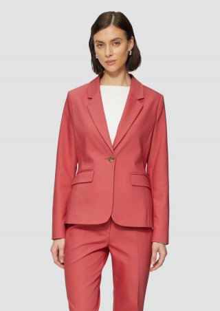 s.Oliver Gefütterter Blazer mit Rückenschlitz und Pattentasche - korallrot