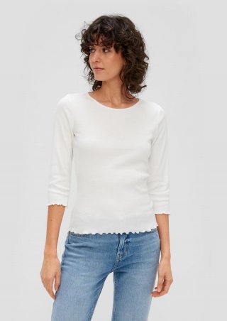 s.Oliver 3/4-Ärmel-Shirt mit Rollsaum - creme