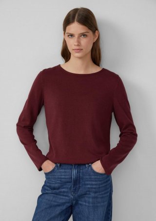 s.Oliver Weicher Feinstrickpullover mit Rollkanten - bordeaux
