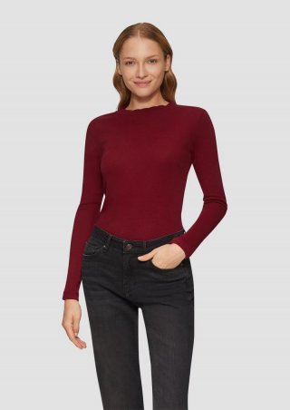s.Oliver Langarmshirt mit Muschelkante - rubinrot