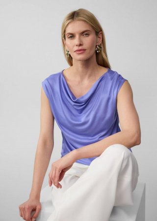 s.Oliver T-Shirt aus Viskose mit Wasserfall-Ausschnitt - himmelblau