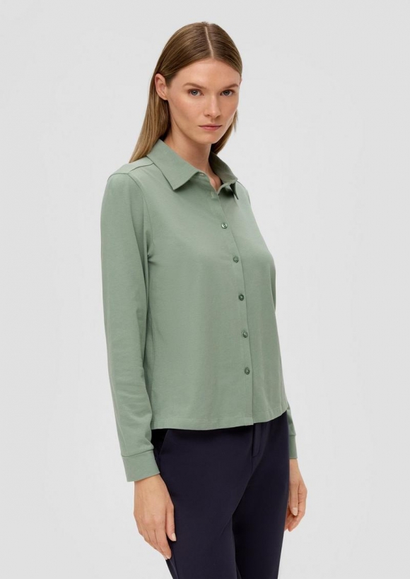 s.Oliver Bluse aus Baumwollstretch - salbeigrün