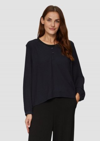 s.Oliver Strukturierte Bluse aus Viskosemix mit Smok Details - navy