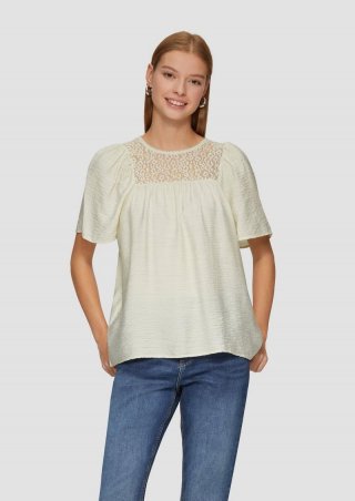 s.Oliver Bluse mit Leo-Spitze - creme