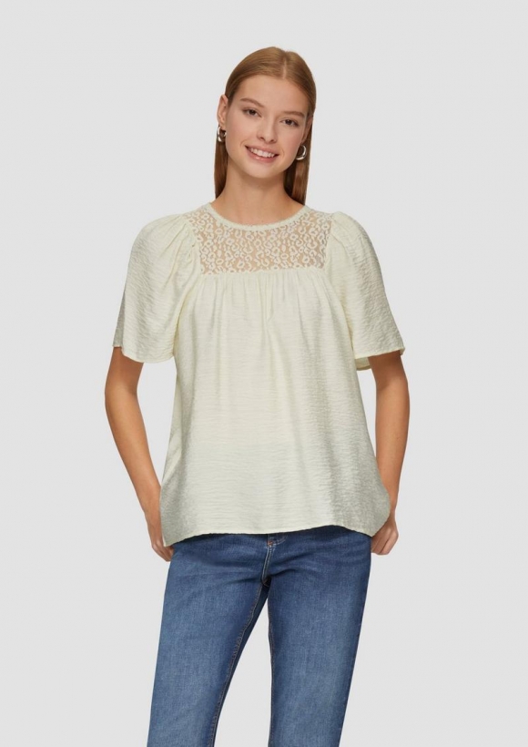 s.Oliver Bluse mit Leo-Spitze - creme