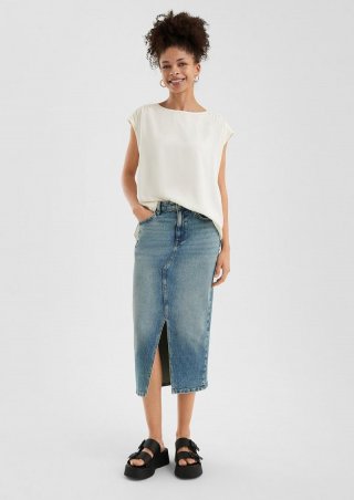 s.Oliver Lockere Viskosebluse mit Spitzeneinsatz - creme