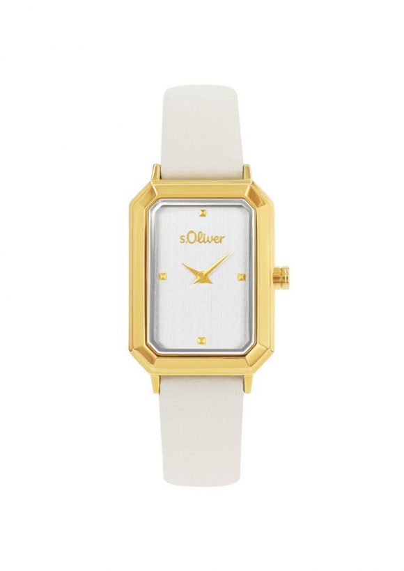 s.Oliver Zierliche Uhr mit Lederarmband - gold