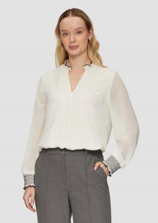 s.Oliver Elegante Chiffonbluse mit Kontrast-Details - ecru