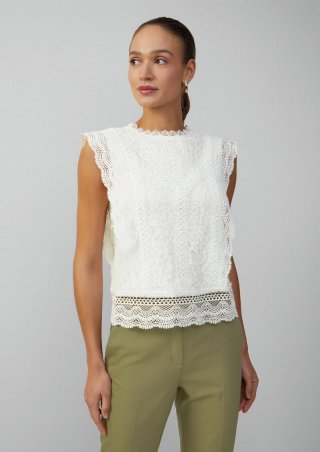 s.Oliver Ärmellose Bluse aus Spitze - ecru