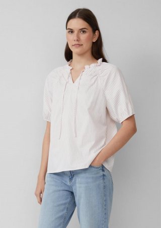 s.Oliver Bluse im Relaxed Fit mit Rüschenkragen - rosa